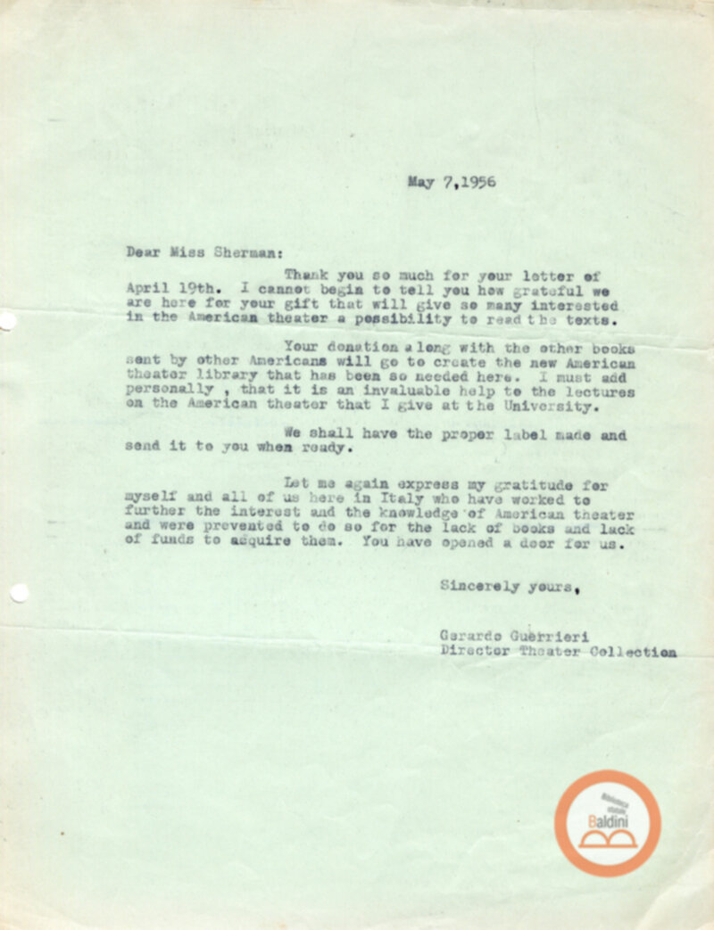 Corrispondenza con Margaret Sherman