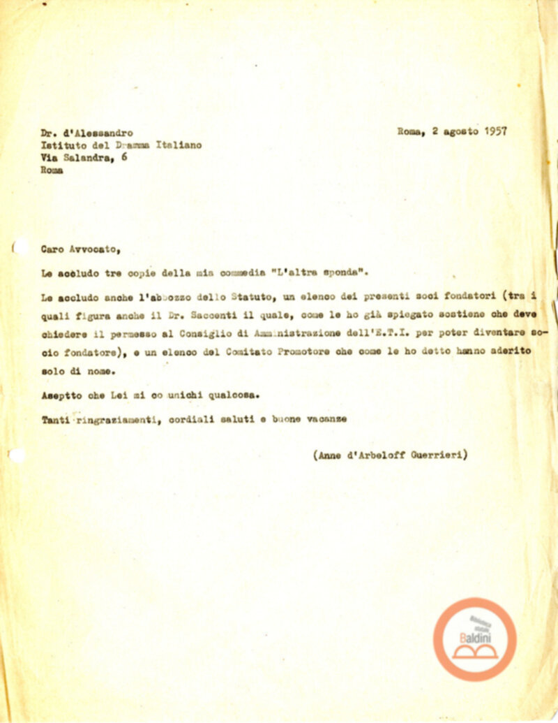 Stagione 1956 - 1957 - corrispondenza