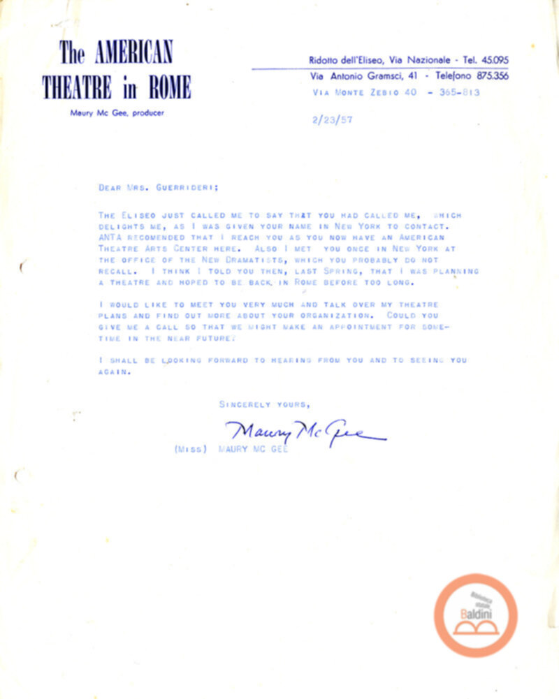 Stagione 1956 - 1957 - corrispondenza