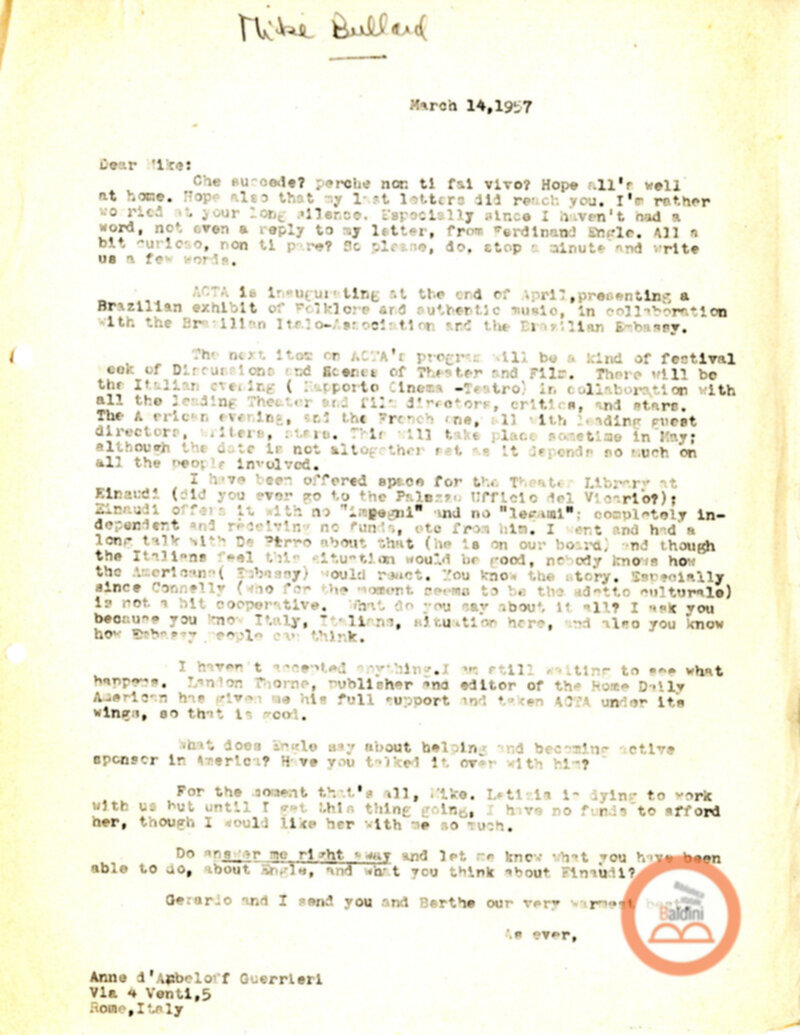 Stagione 1956 - 1957 - corrispondenza