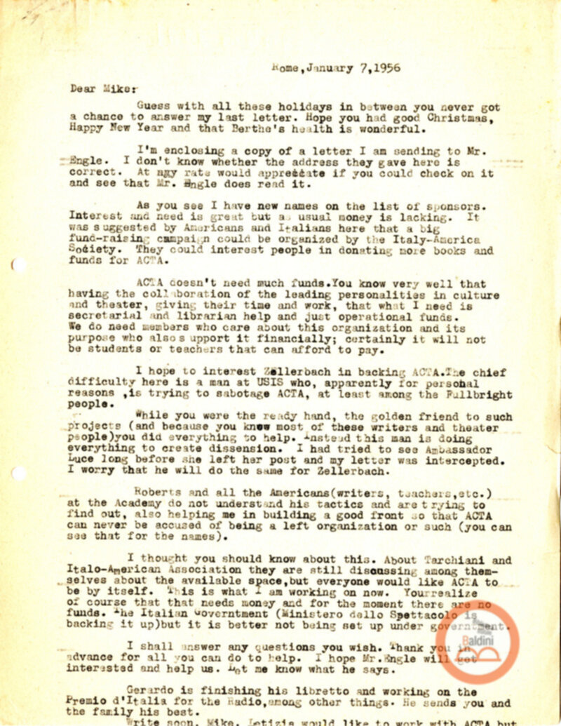 Stagione 1956 - 1957 - corrispondenza