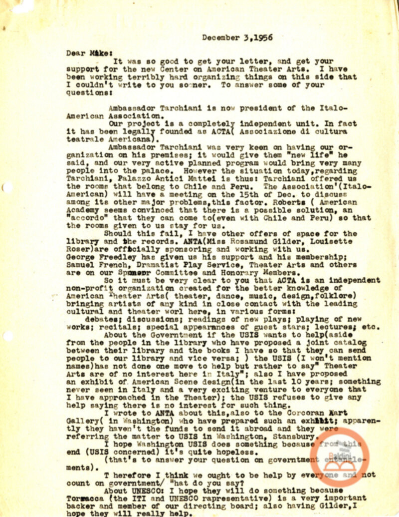 Stagione 1956 - 1957 - corrispondenza