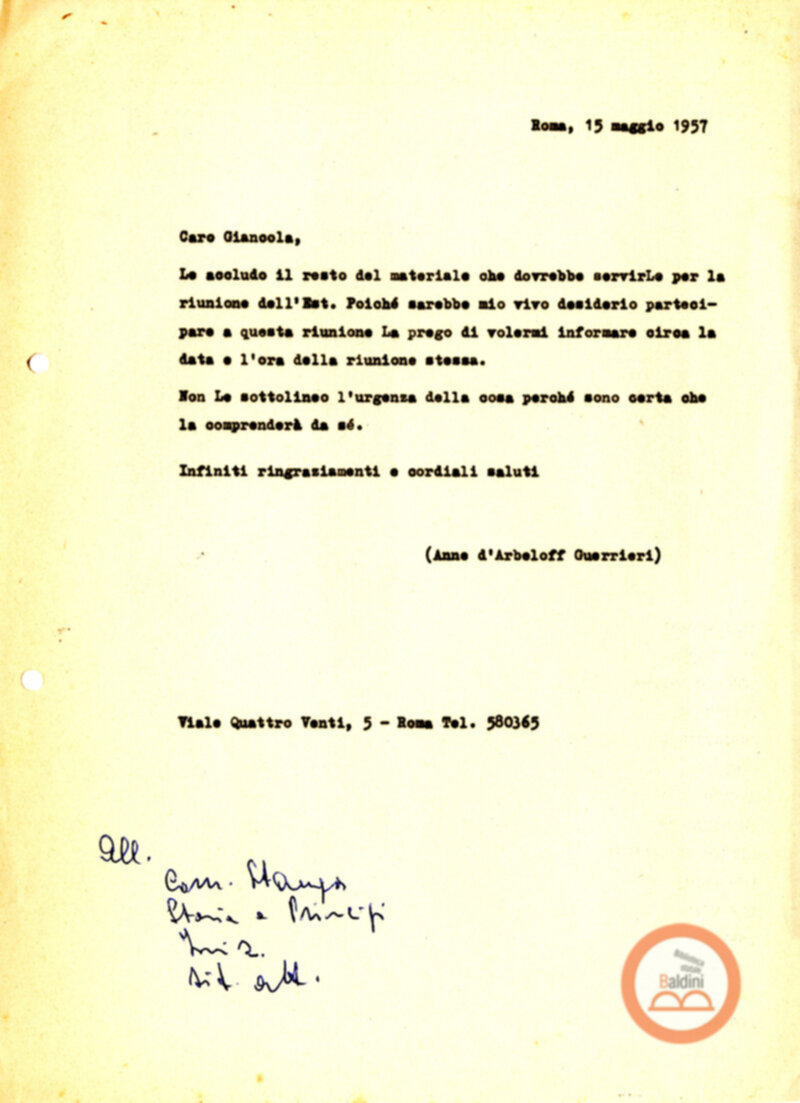 Stagione 1956 - 1957 - corrispondenza