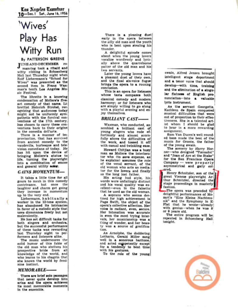 Corrispondenza con Henry Schmitzler