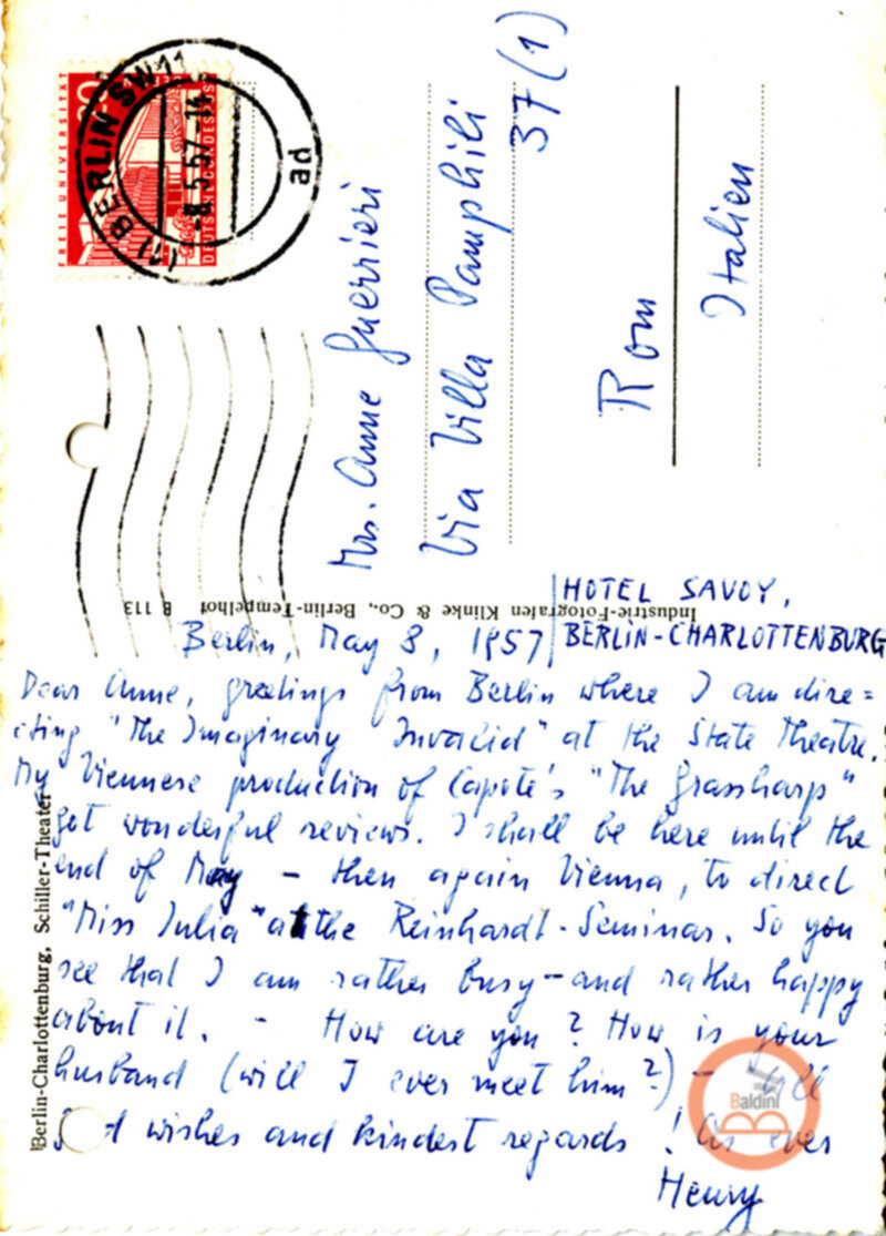 Corrispondenza con Henry Schmitzler