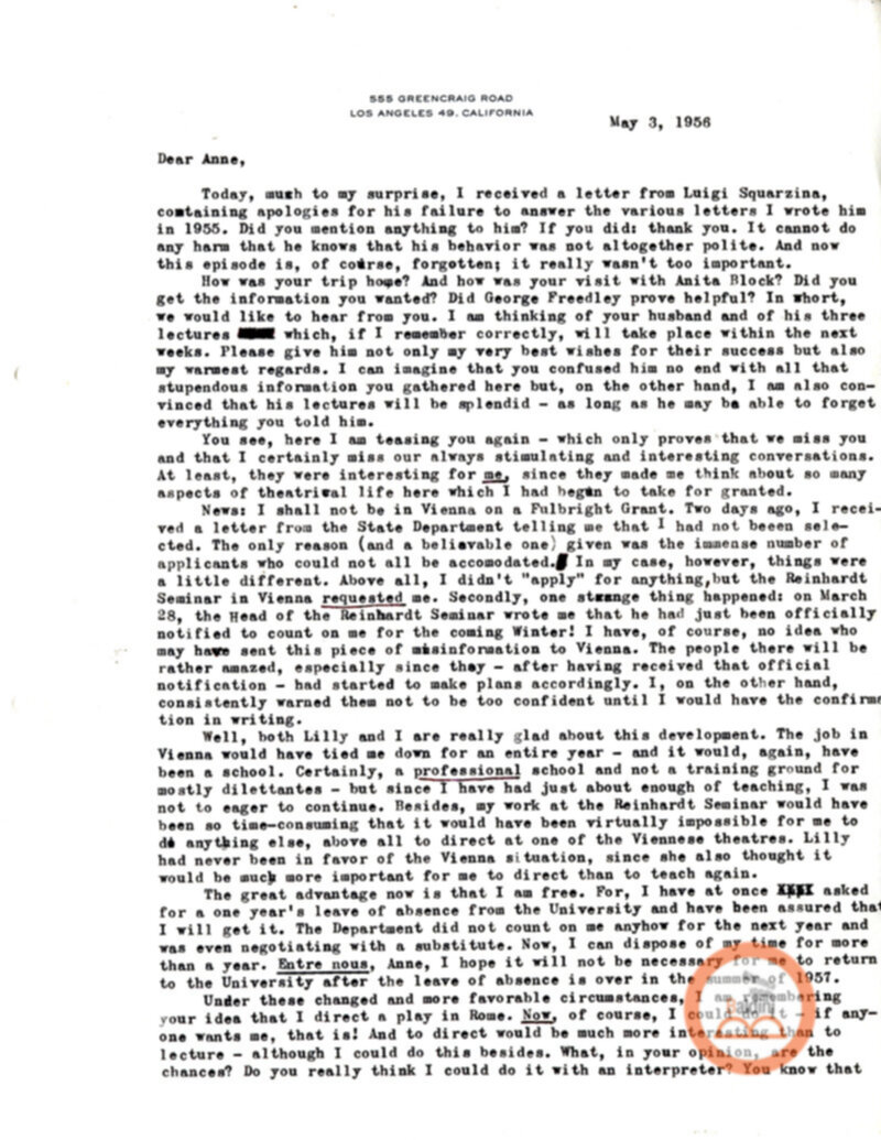 Corrispondenza con Henry Schmitzler