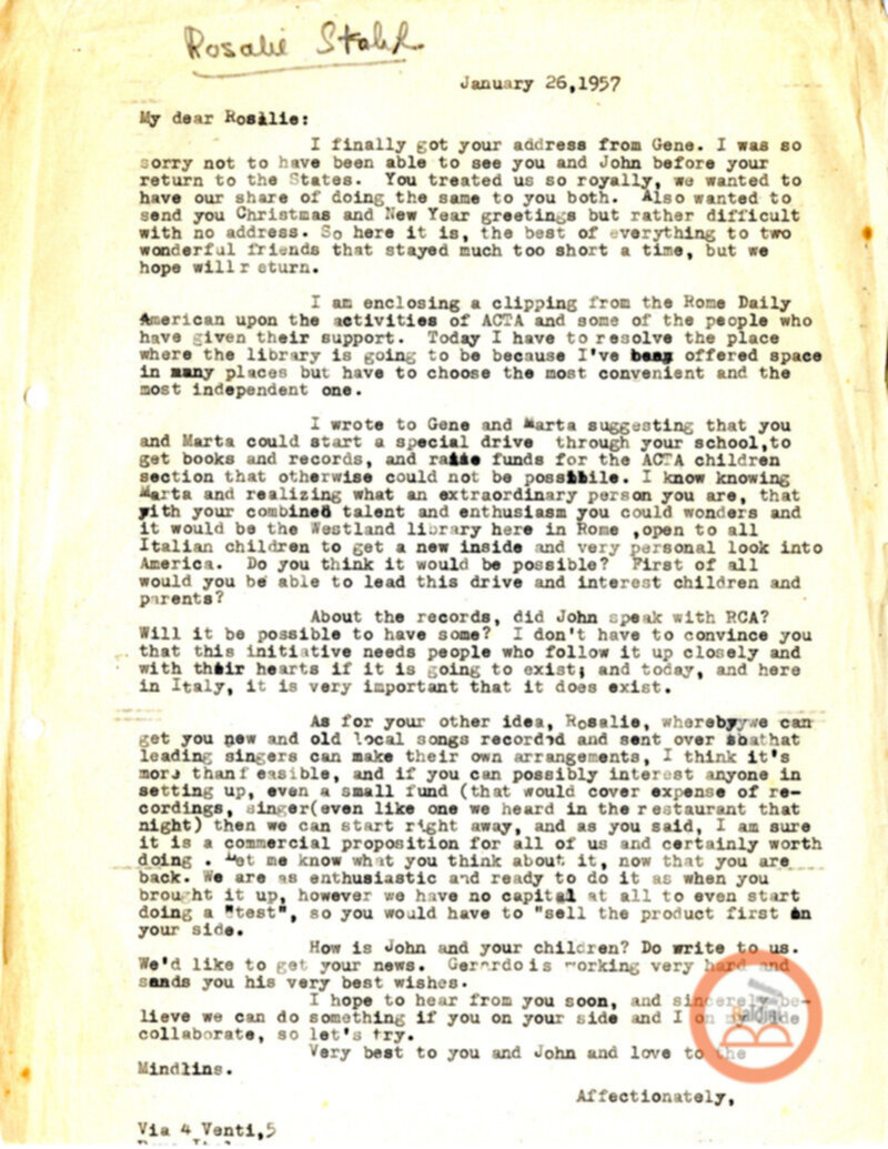 Stagione 1956 - 1957 - corrispondenza