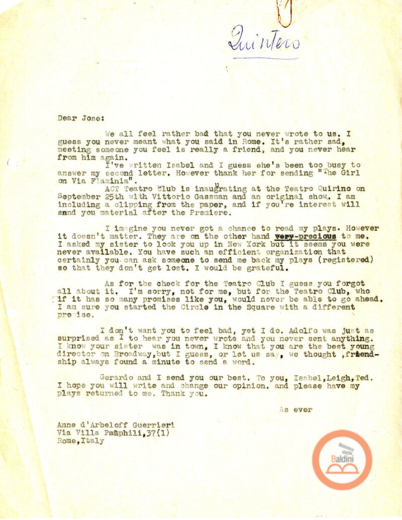 Stagione 1956 - 1957 - corrispondenza