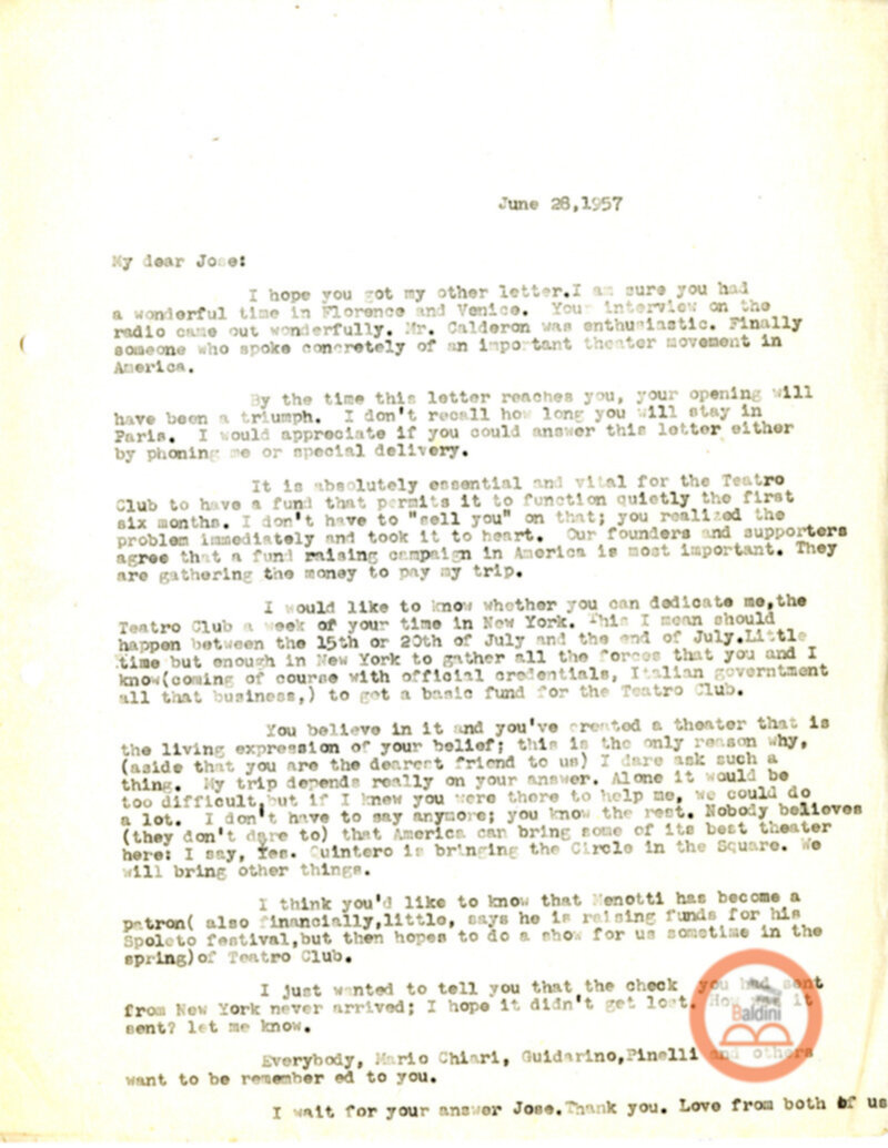 Stagione 1956 - 1957 - corrispondenza