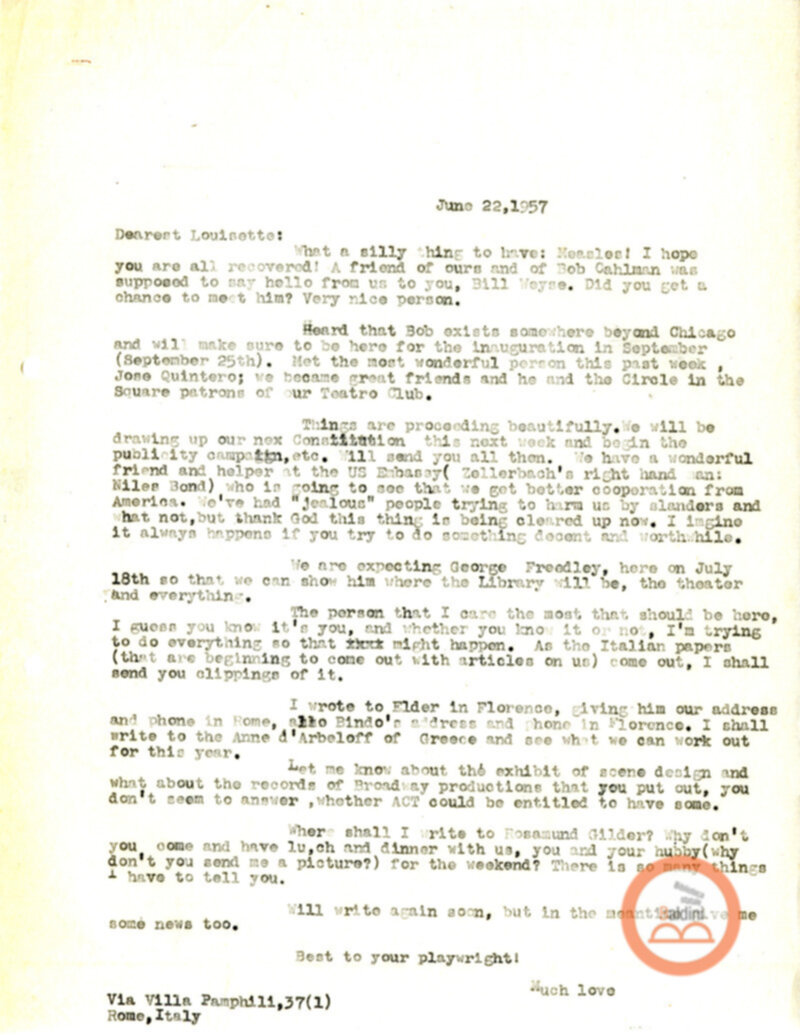 Stagione 1956 - 1957 - corrispondenza