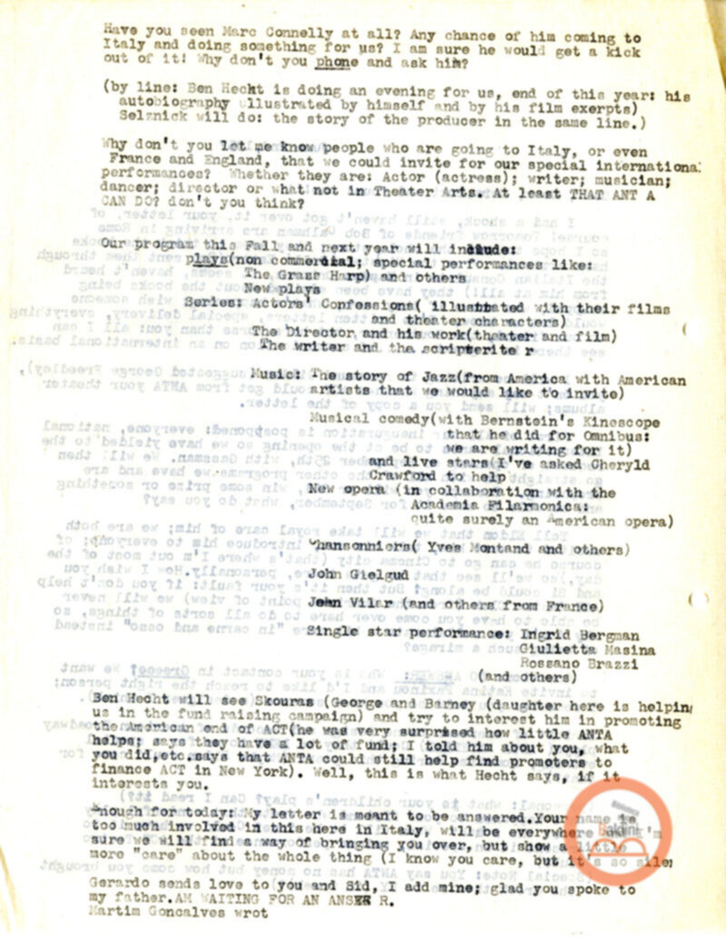 Stagione 1956 - 1957 - corrispondenza