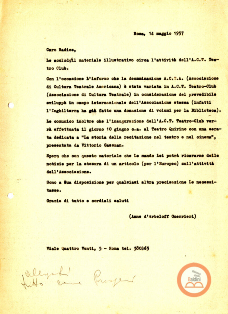 Stagione 1956 - 1957 - corrispondenza
