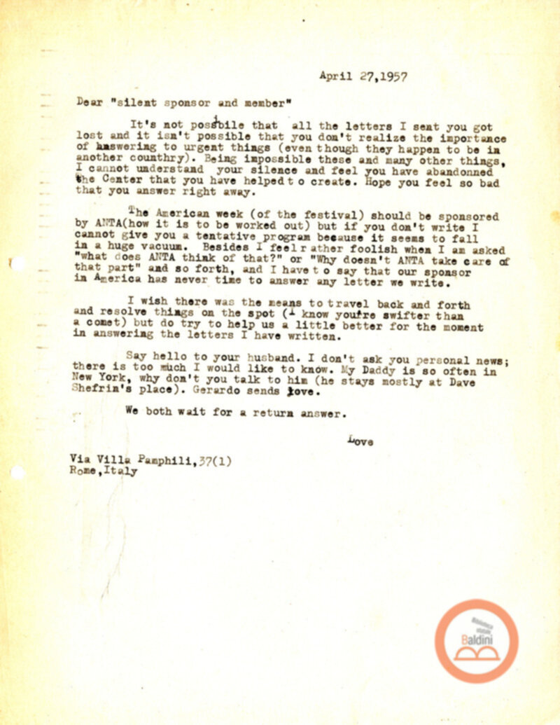 Stagione 1956 - 1957 - corrispondenza