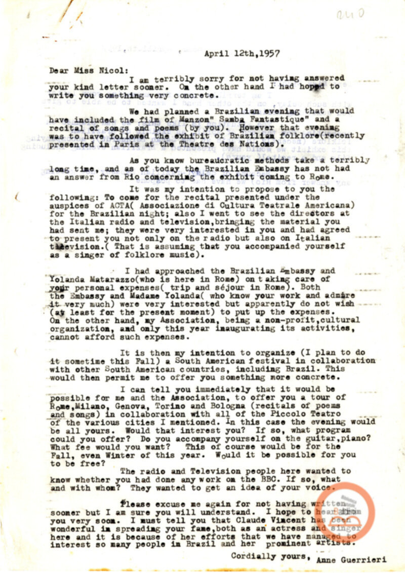 Stagione 1956 - 1957 - corrispondenza