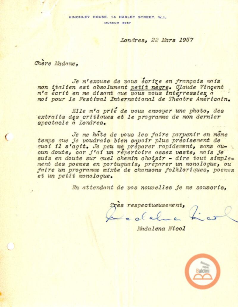 Stagione 1956 - 1957 - corrispondenza