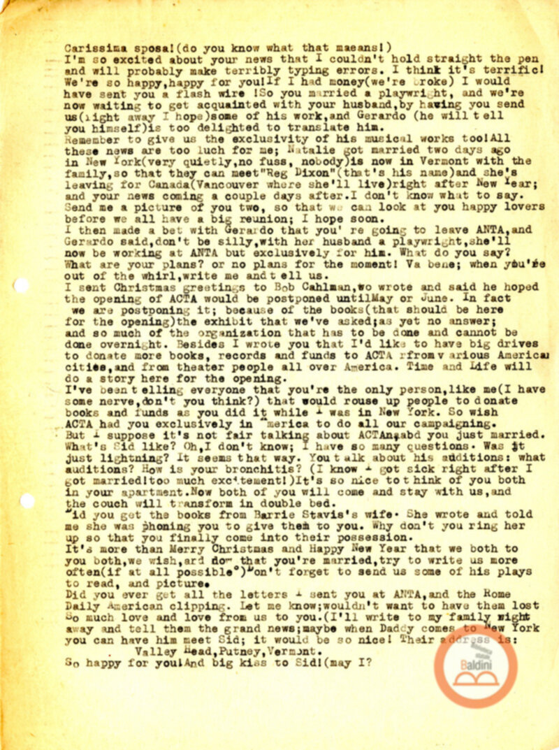 Stagione 1956 - 1957 - corrispondenza