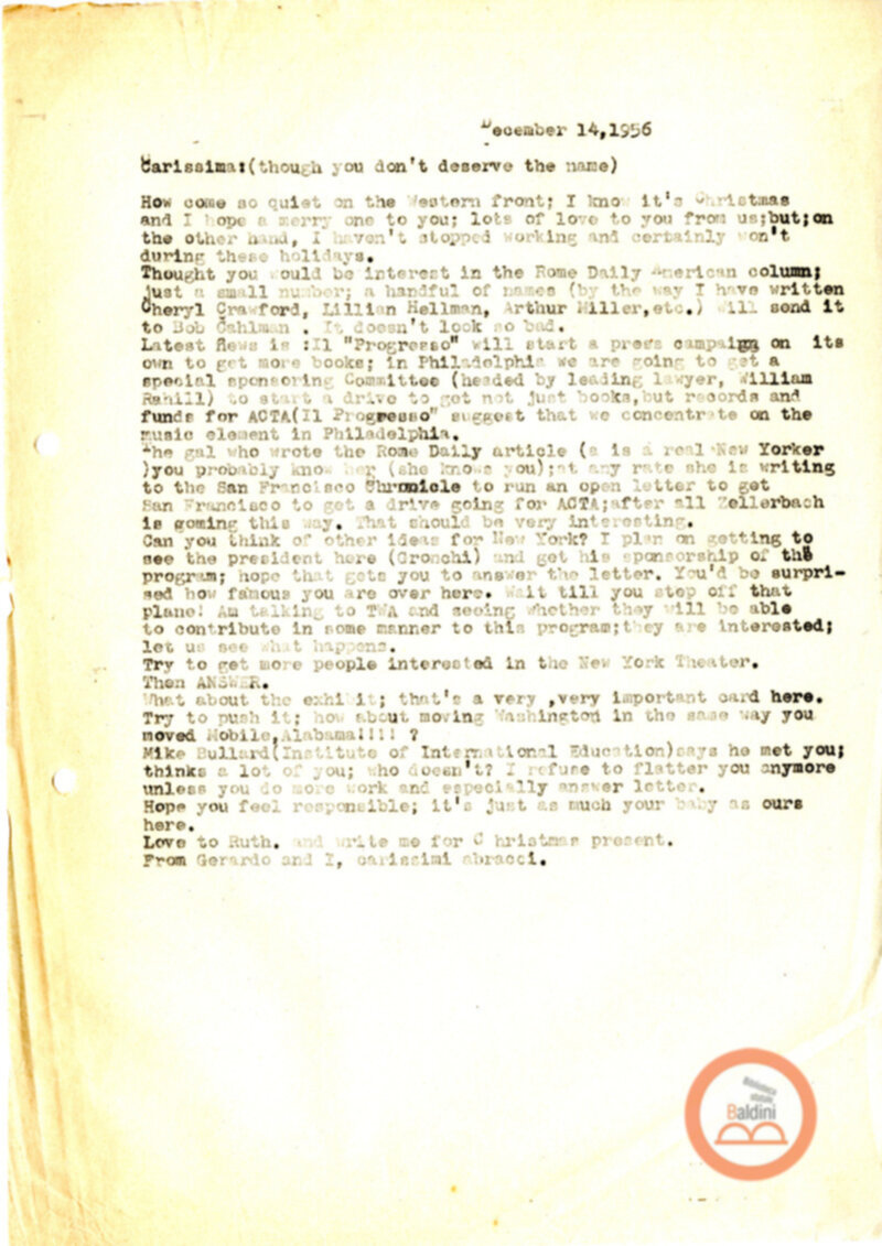 Stagione 1956 - 1957 - corrispondenza