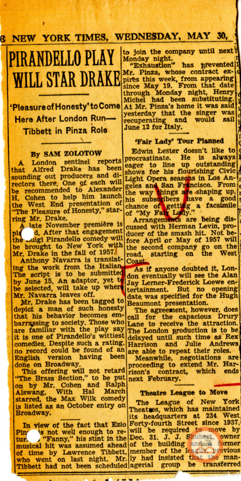 Stagione 1956 - 1957 - corrispondenza