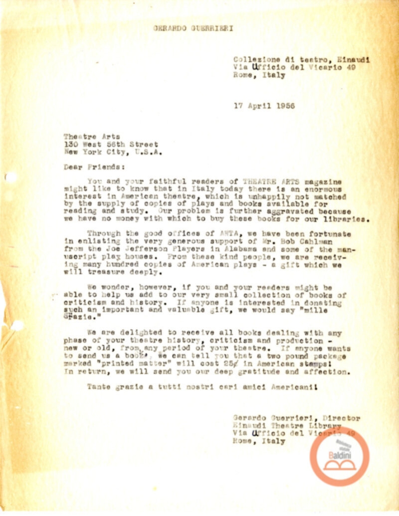 Stagione 1956 - 1957 - corrispondenza