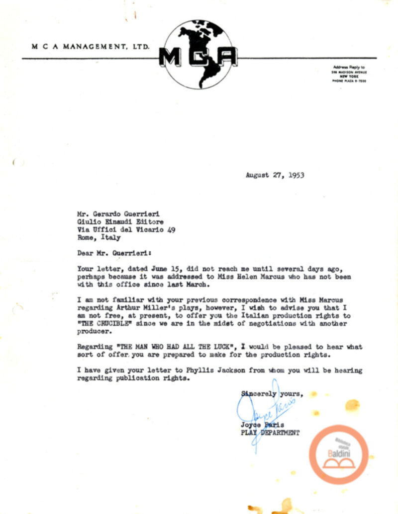 Corrispondenza con Barrie Davis e Gilbert Parker