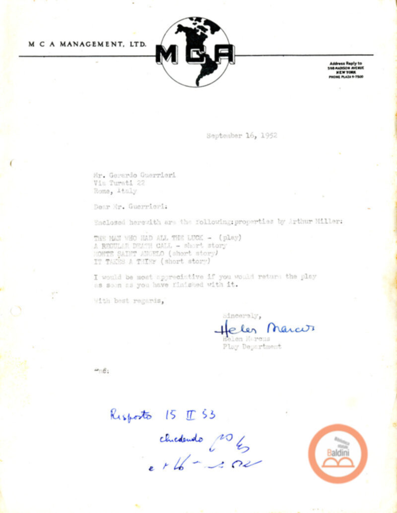 Corrispondenza con Barrie Davis e Gilbert Parker