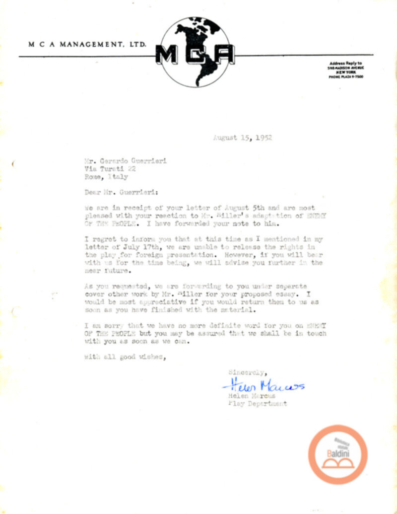 Corrispondenza con Barrie Davis e Gilbert Parker