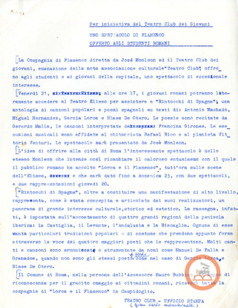 Ufficio stampa del Teatro Club dei giovani agli studenti romani