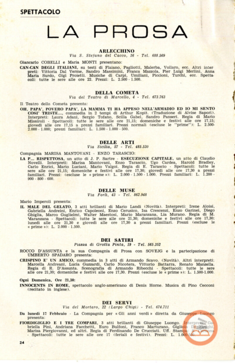 Ritagli della rivista La settimana a Roma