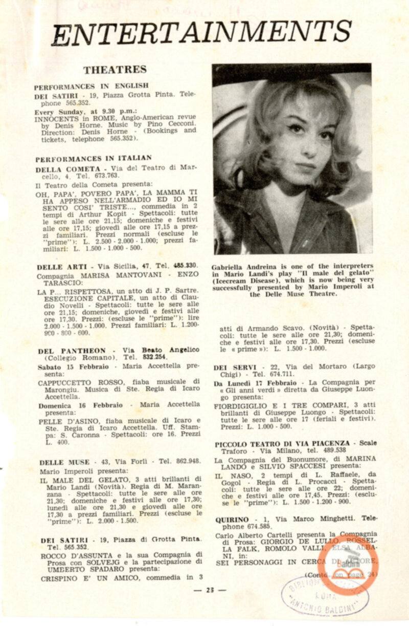 Ritagli della rivista La settimana a Roma