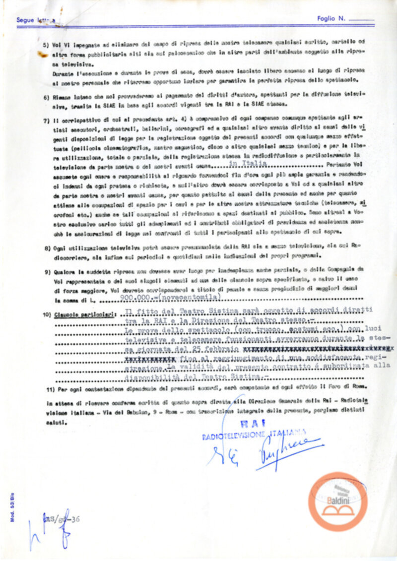 Modulo RAI per riprese