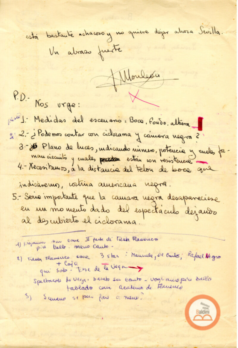 Lorca e il Flamenco. Organizzazione dello spettacolo di De La Vega