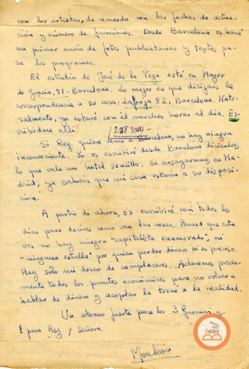 Lettera di Melon ai coniugi Guerrieri