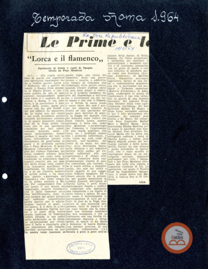 Lorca e il Flamenco. Ritagli stampa