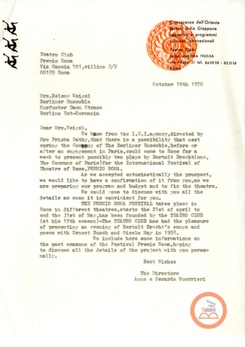 Premio Roma '70 - corrispondenza