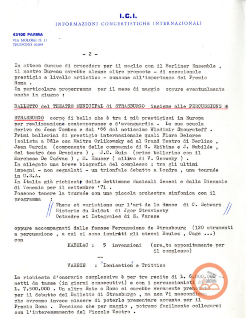 Premio Roma '70 - corrispondenza