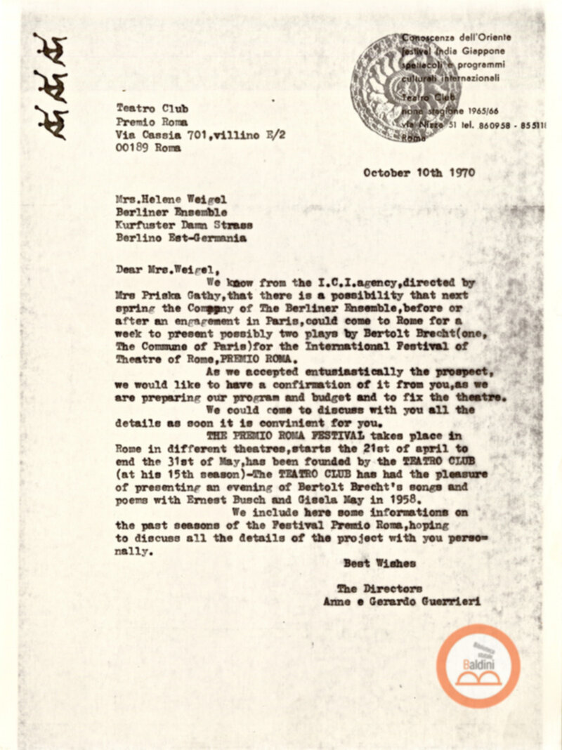 Premio Roma '70 - corrispondenza