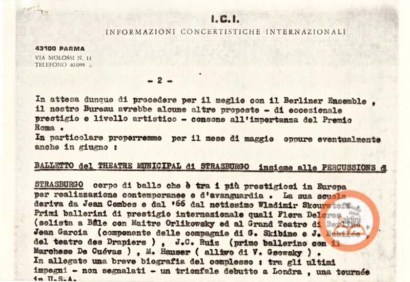 Premio Roma '70 - corrispondenza