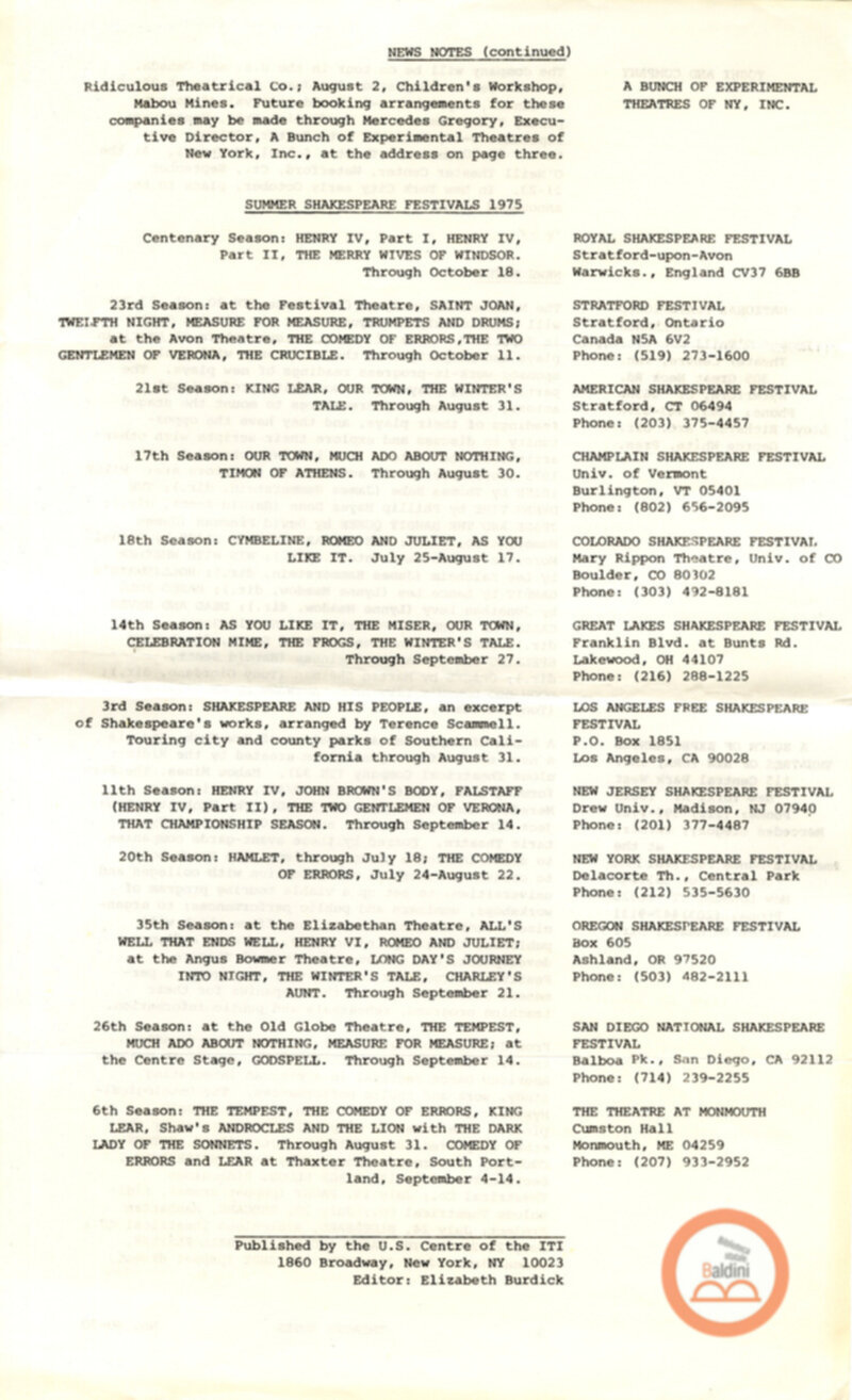 Bread and Puppet Theatre - rassegna stampa