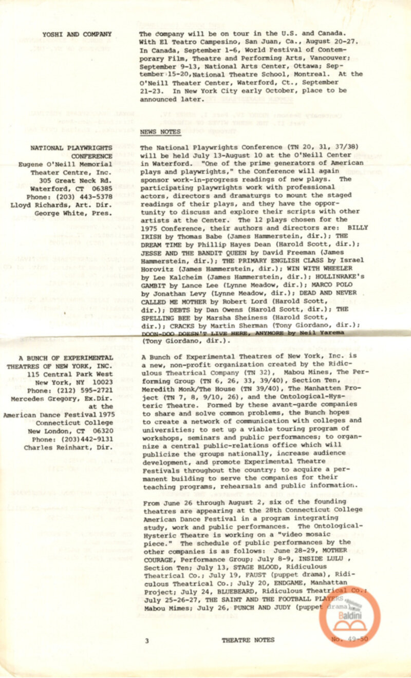 Bread and Puppet Theatre - rassegna stampa