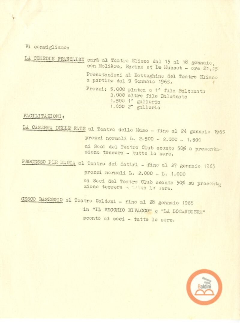 Programmazione gennaio 1965