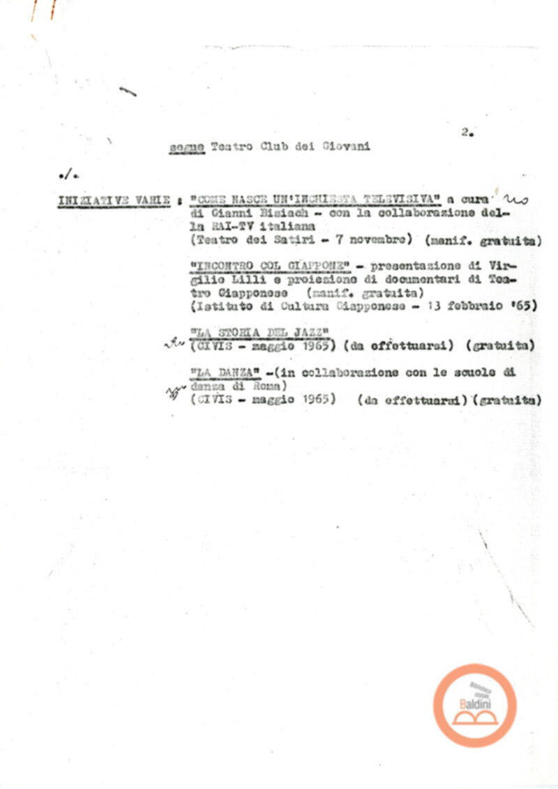 Teatro Club dei giovani 1965 - consuntivo