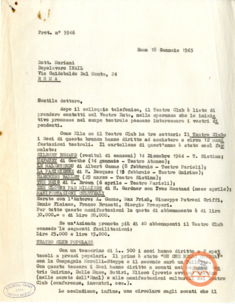 Collaborazione con il Dopolavoro INAIL