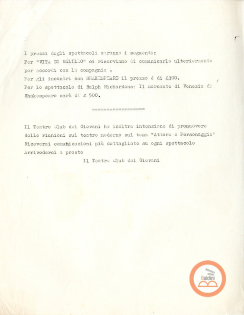 Teatro Club - stagione 1964-1965