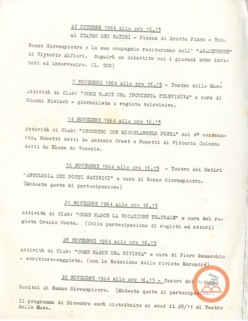 Teatro Club - stagione 1964-1965