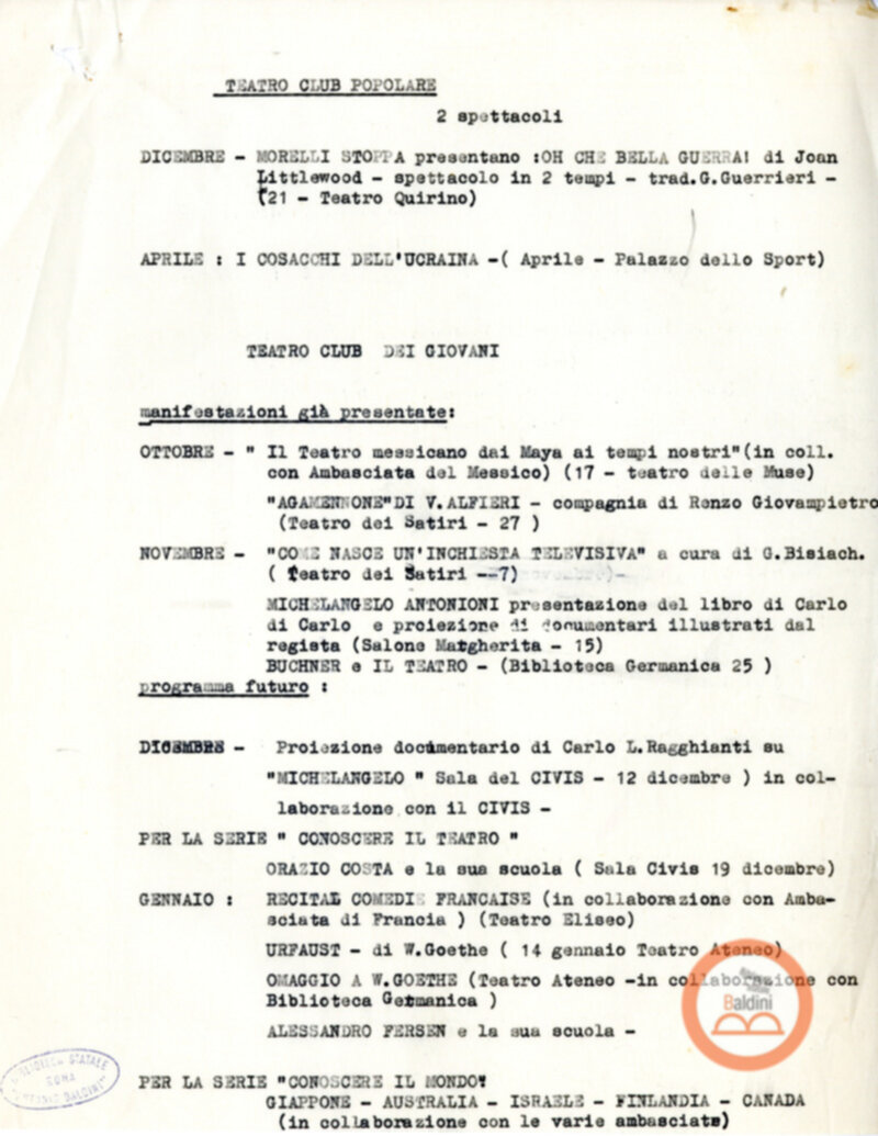 Calendario aggiornato - stagione 1964-1965