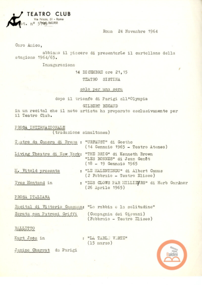 Cartellone - stagione 1964-1965