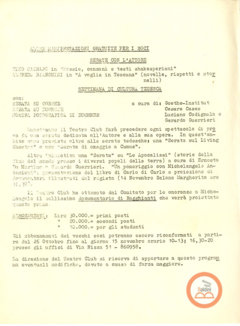 Cartellone - stagione 1964-1965