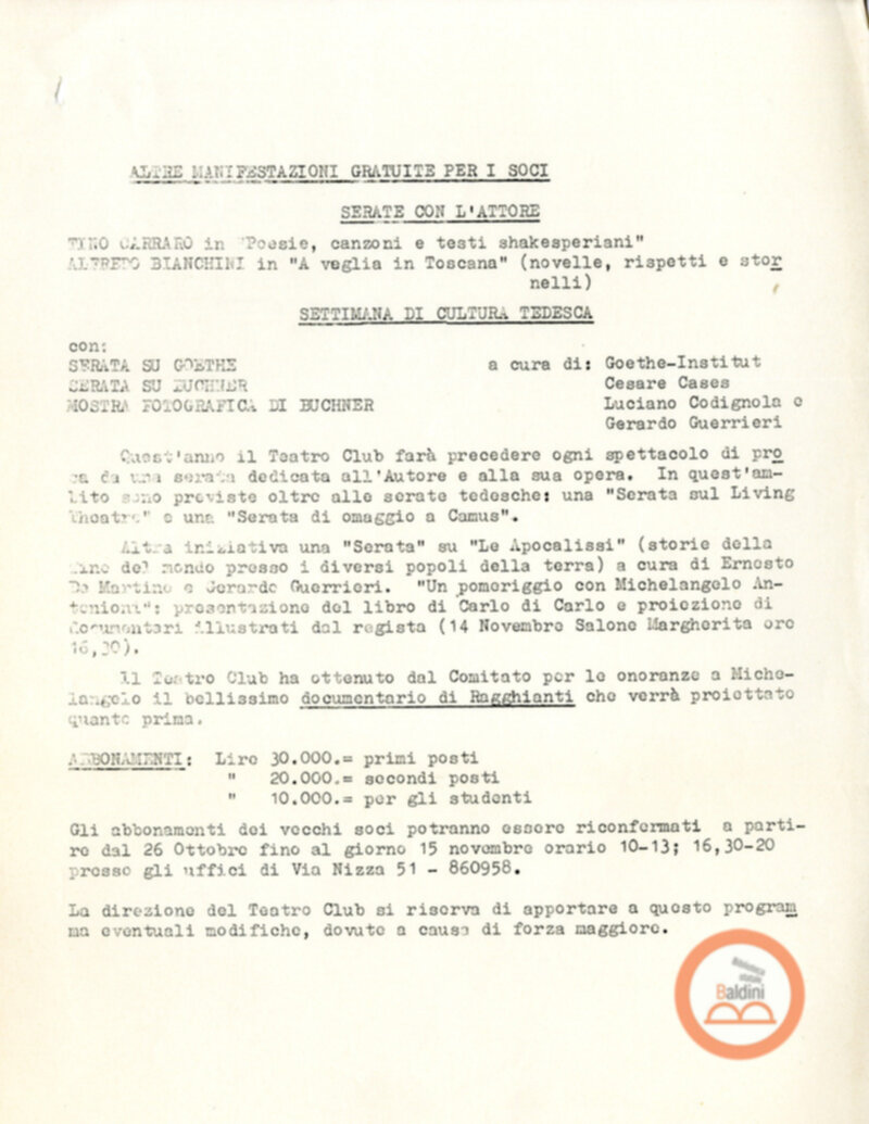 Cartellone - stagione 1964-1965