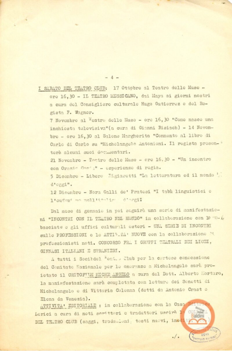 Ufficio stampa - stagione 1964-1965.