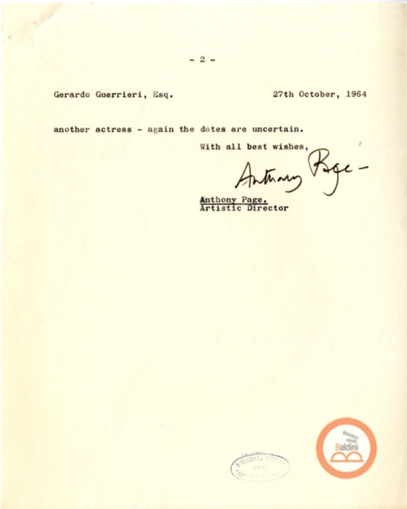 Lettera di Anthony Page